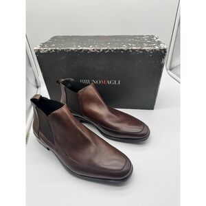 Brunomagli Men's Brown Leather Chelsea Boots Made in‎ Italy Vero Cuoio